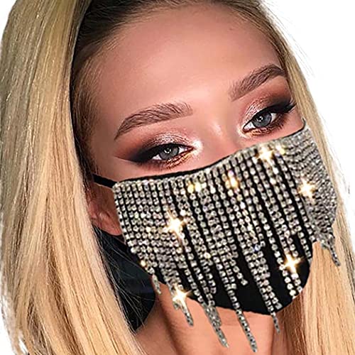 Campsis Sparkly Rhinestone Face Mask Bling Crystal Mask Masquerade Face Cover...