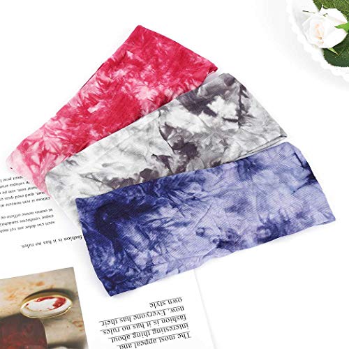 Campsis Yoga Headbands Black Tie Dye Head Scarf Elastic Sport Head Wraps for ...