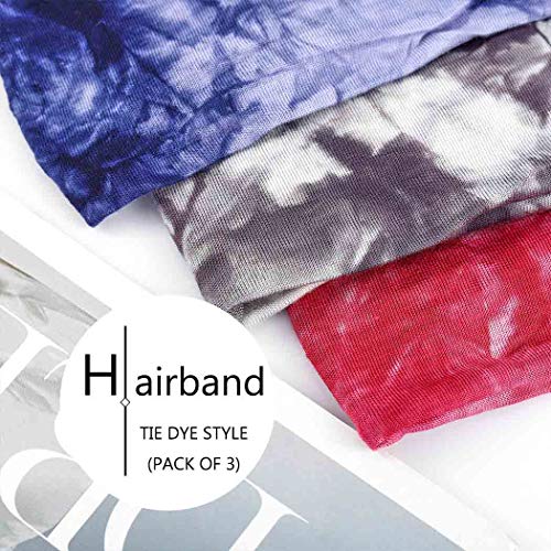 Campsis Yoga Headbands Black Tie Dye Head Scarf Elastic Sport Head Wraps for ...