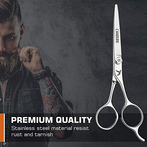 Candure Beard Mustache Scissors 5.5" Salon Facial Hair Cutting Shears, Razor ...
