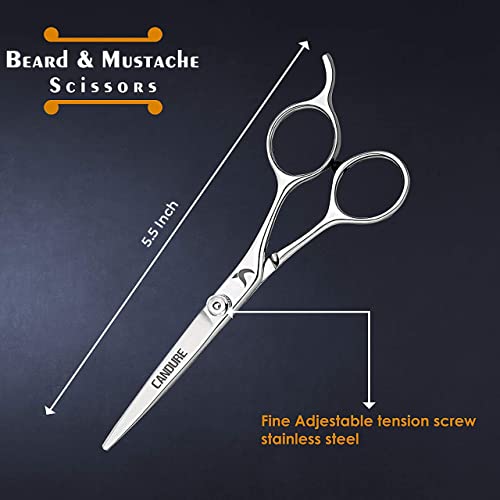 Candure Beard Mustache Scissors 5.5" Salon Facial Hair Cutting Shears, Razor ...