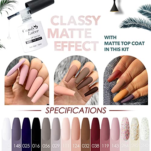 Candy Lover Gel Nail Polish Kit with 36W Lamp - 15 Classic Pastel Nude Colors...