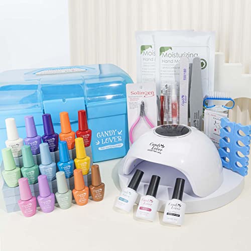 Candy Lover Gel Nail Polish Kit with 36W Lamp - 15 Classic Pastel Nude Colors...