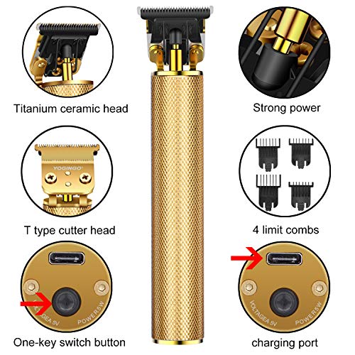 Hair Clippers for Men,Cordless Rechargeable Hair Trimmer Metal Body Cutting G...