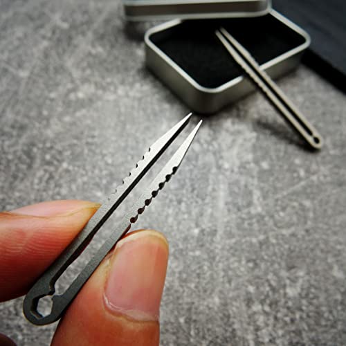 Ccanku 2pcs Mini Tweezers Titanium Portable Titanium Alloy EDC Tweezers Survi...
