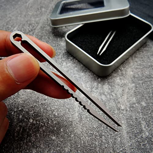 Ccanku 2pcs Mini Tweezers Titanium Portable Titanium Alloy EDC Tweezers Survi...