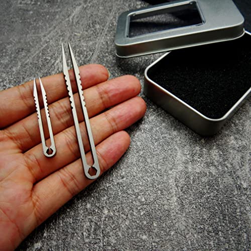 Ccanku 2pcs Mini Tweezers Titanium Portable Titanium Alloy EDC Tweezers Survi...
