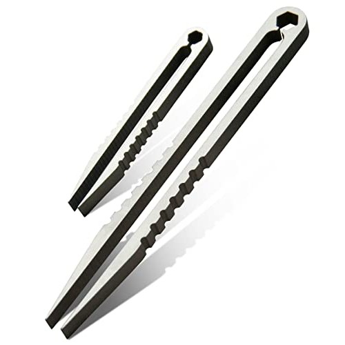 Ccanku 2pcs Mini Tweezers Titanium Portable Titanium Alloy EDC Tweezers Survi...