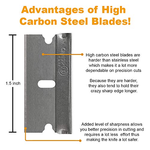 CANOPUS Single Edge Industrial Razor Blades, %100 Made in USA, Safety Straigh...