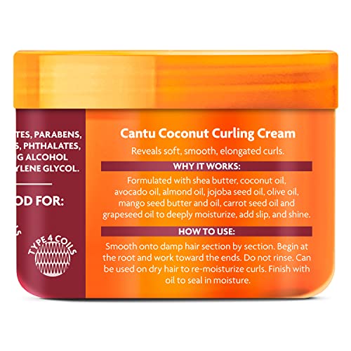 Cantu Coconut Curling Cream with Shea Butter for Natural Hair, 12 oz (Packagi...