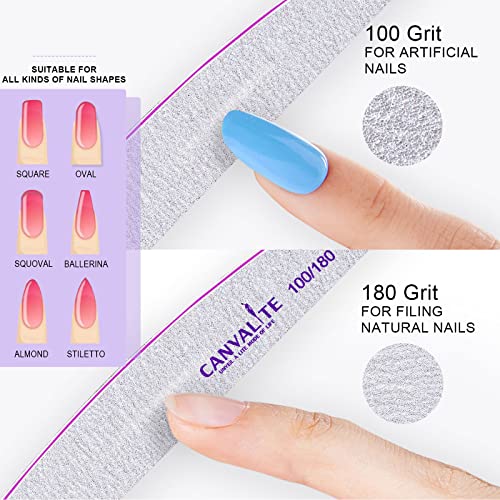 Canvalite 10 PCS Nail File Professional Nail Files Reusable Double Sided Emer...