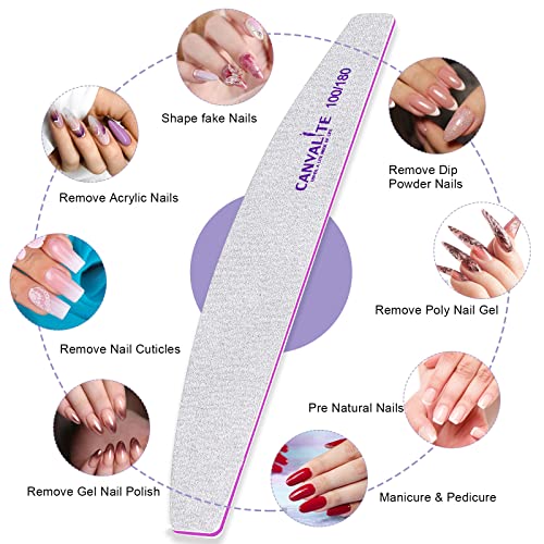 Canvalite 10 PCS Nail File Professional Nail Files Reusable Double Sided Emer...