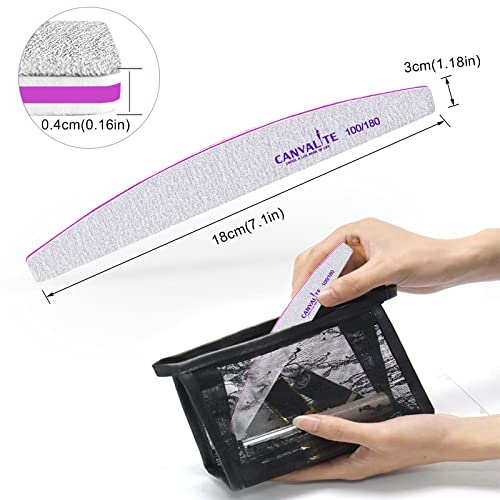 Canvalite 10 PCS Nail File Professional Nail Files Reusable Double Sided Emer...