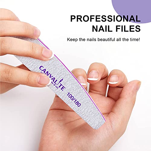 Canvalite 10 PCS Nail File Professional Nail Files Reusable Double Sided Emer...