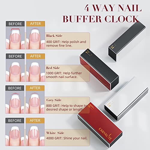 Canvalite Nail Files and Buffers, All in One 4 Way Nail Buffer Block That Sha...