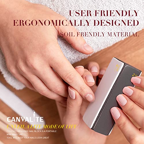 Canvalite Nail Files and Buffers, All in One 4 Way Nail Buffer Block That Sha...