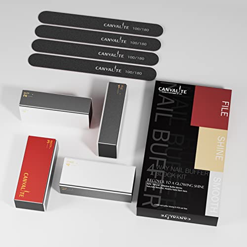 Canvalite Nail Files and Buffers, All in One 4 Way Nail Buffer Block That Sha...