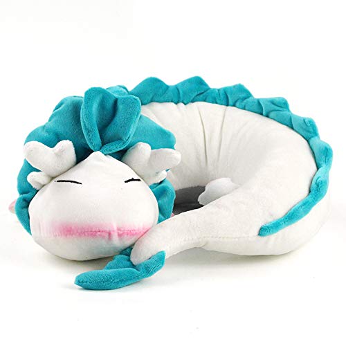 Dragon Neck Pillow Anime Cute U-Shaped Pillow with Eye Mask - Soft Small Whit...