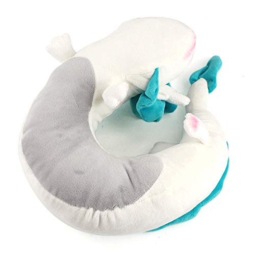 Dragon Neck Pillow Anime Cute U-Shaped Pillow with Eye Mask - Soft Small Whit...