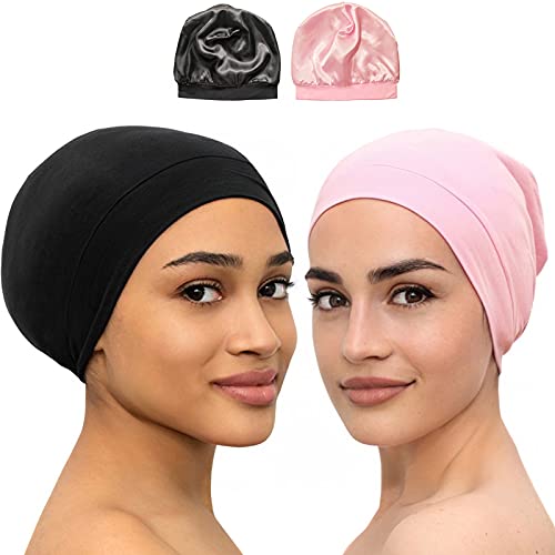 Silk Satin Bonnet Hair Cover Sleep Cap for Sleeping Beanie Hat Adjustable Sta...