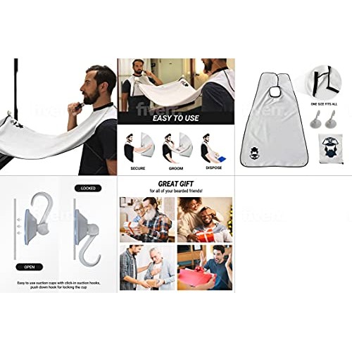 Beard Hair Catcher, Beard Cape Apron for Shaving and Grooming with Suction Cu...