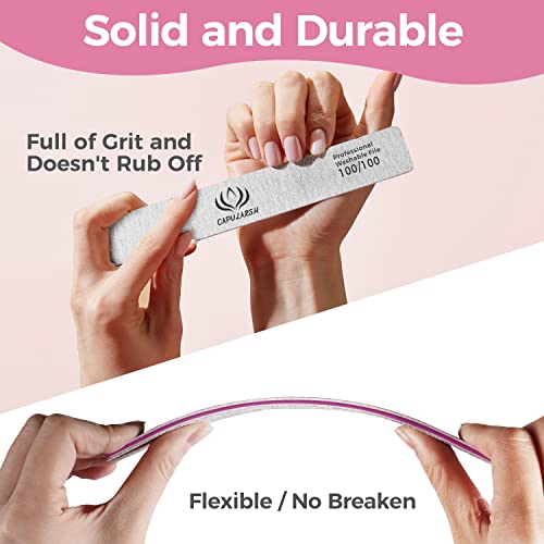 18pcs Nail File for Acrylic Nails - Capularsh 100/180 Grit Professional Doubl...