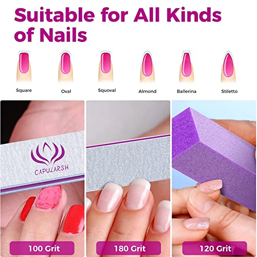 Nail Files and Buffers Capularsh 16Pack Professional Manicure Tools Kit 10PCS...