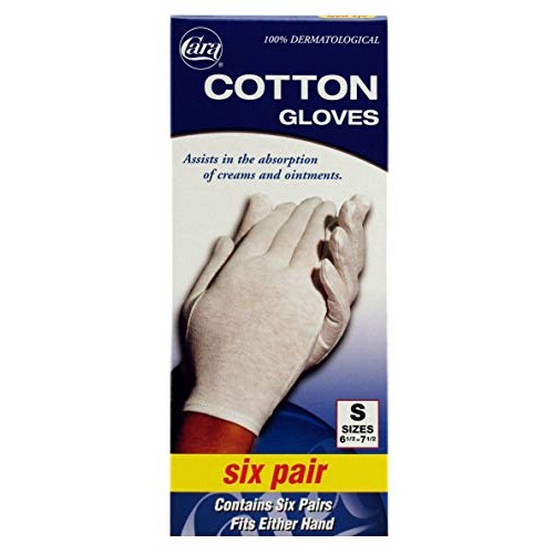 CARA Moisturizing Eczema Cotton Gloves, Small, 6 Pair