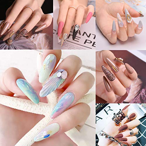 Care.D.N Clear Long Stiletto Fake Nails Tips for Girls, Full Cover Acrylic Cl...
