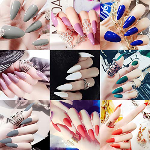 Care.D.N Clear Long Stiletto Fake Nails Tips for Girls, Full Cover Acrylic Cl...