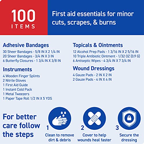 Care Science First Aid Kit, 100 Pieces | Professional Use for Travel, Work, S...