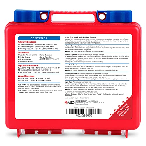 Care Science First Aid Kit, 100 Pieces | Professional Use for Travel, Work, S...