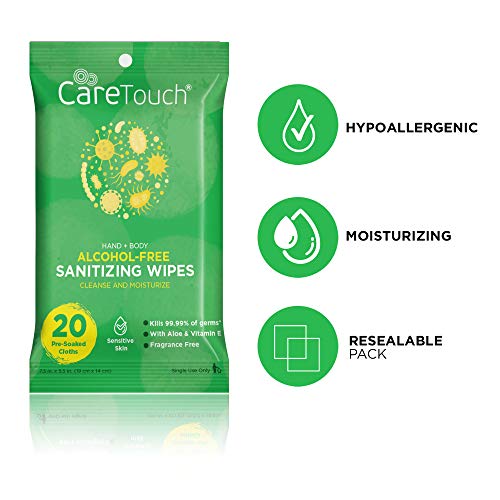 Care Touch Alcohol-Free Hand Sanitizer Wipes - 10 Pouches, 200 Wet Hand Wipes...