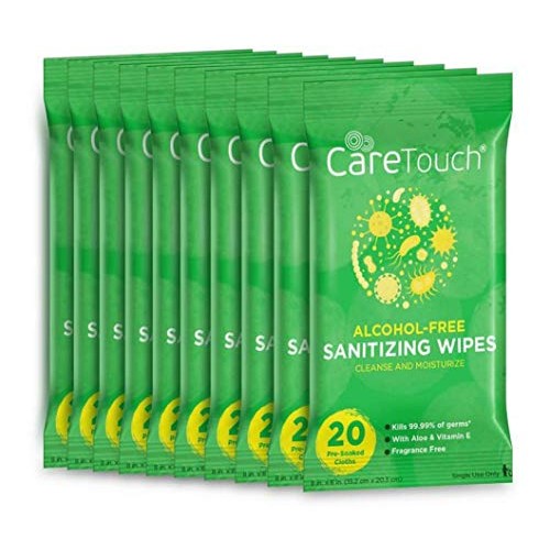 Care Touch Alcohol-Free Hand Sanitizer Wipes - 10 Pouches, 200 Wet Hand Wipes...