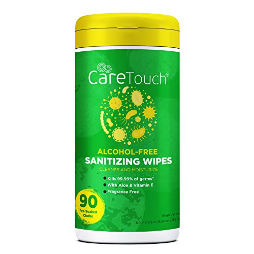 Care Touch Alcohol-Free Hand Sanitizing Wipes - 1 Canister - 90 Antibacterial...