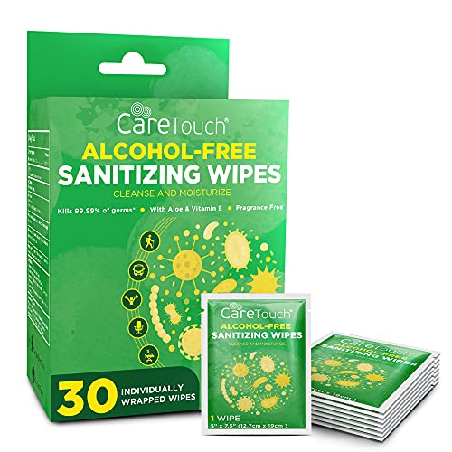 Care Touch Alcohol-Free Hand Sanitizing Wipes, 30 Individually Wrapped Hand W...