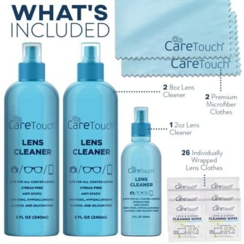 Care Touch Eyeglass Cleaner Spray Kit, Alcohol-Free Glasses Cleaner Solution ...