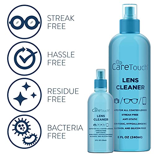 Care Touch Eyeglass Cleaner Spray Kit, Alcohol-Free Glasses Cleaner Solution ...