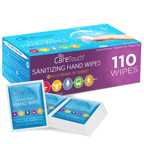 Care Touch Hand Sanitizer Wipes | 110 Hand Wipes Individually Wrapped | Trave...