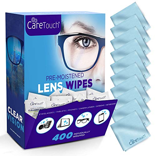Care Touch Lens Cleaning Wipes with Microfiber Cloths - 400 Lens Cleaning Wip...