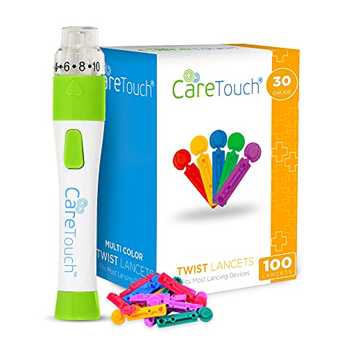 Microlet Lancing Device with Care Touch 100 Multi Colored Twist Top Lancets 3...
