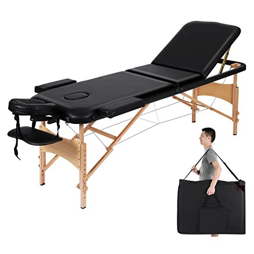 Careboda Professional Massage Table Portable Massage Bed, 3 Section Wood Fram...