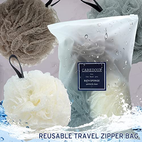 Caredoux 3 Pack Extra Large 75g Hard Exfoliating Bath Sponges, Loofah Sponge,...
