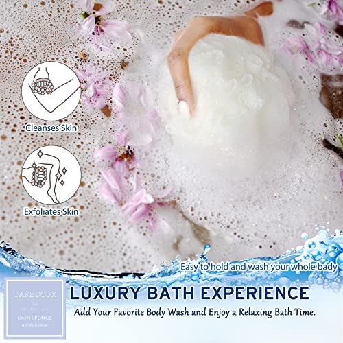 Caredoux 3 Pack Extra Large 75g Hard Exfoliating Bath Sponges, Loofah Sponge,...