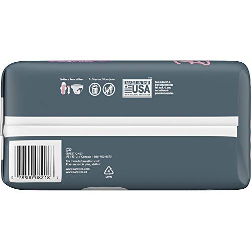 Carefree Breathe Ultra Thin Overnight Pads with Wings, White, Unscented, 24 C...