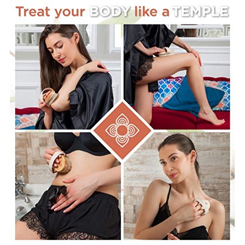 100% Vegan Dry Brushing Body Brush Set - Firm Bristles Dry Scrub Brushes for ...