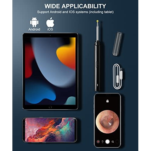 Ear Wax Removal Tool, 1296P Ear Cleaner Camera, 6 LED Lights, WiFi Ear Cleani...