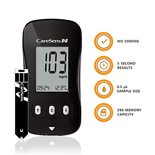 CareSens N Blood Diabetes Testing Kit with 100 Test Strips, 1 Glucose Meter, ...