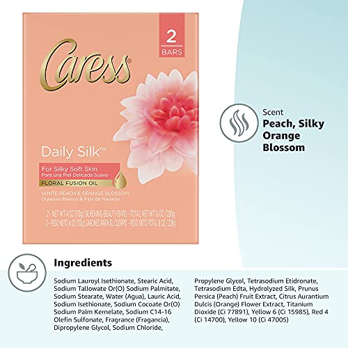 Caress Beauty Bar Soap For Silky, Soft Skin Daily Silk With Silk Extract and ...