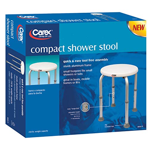 Carex Compact Shower Stool - Adjustable Height Bath Stool and Shower Seat - A...